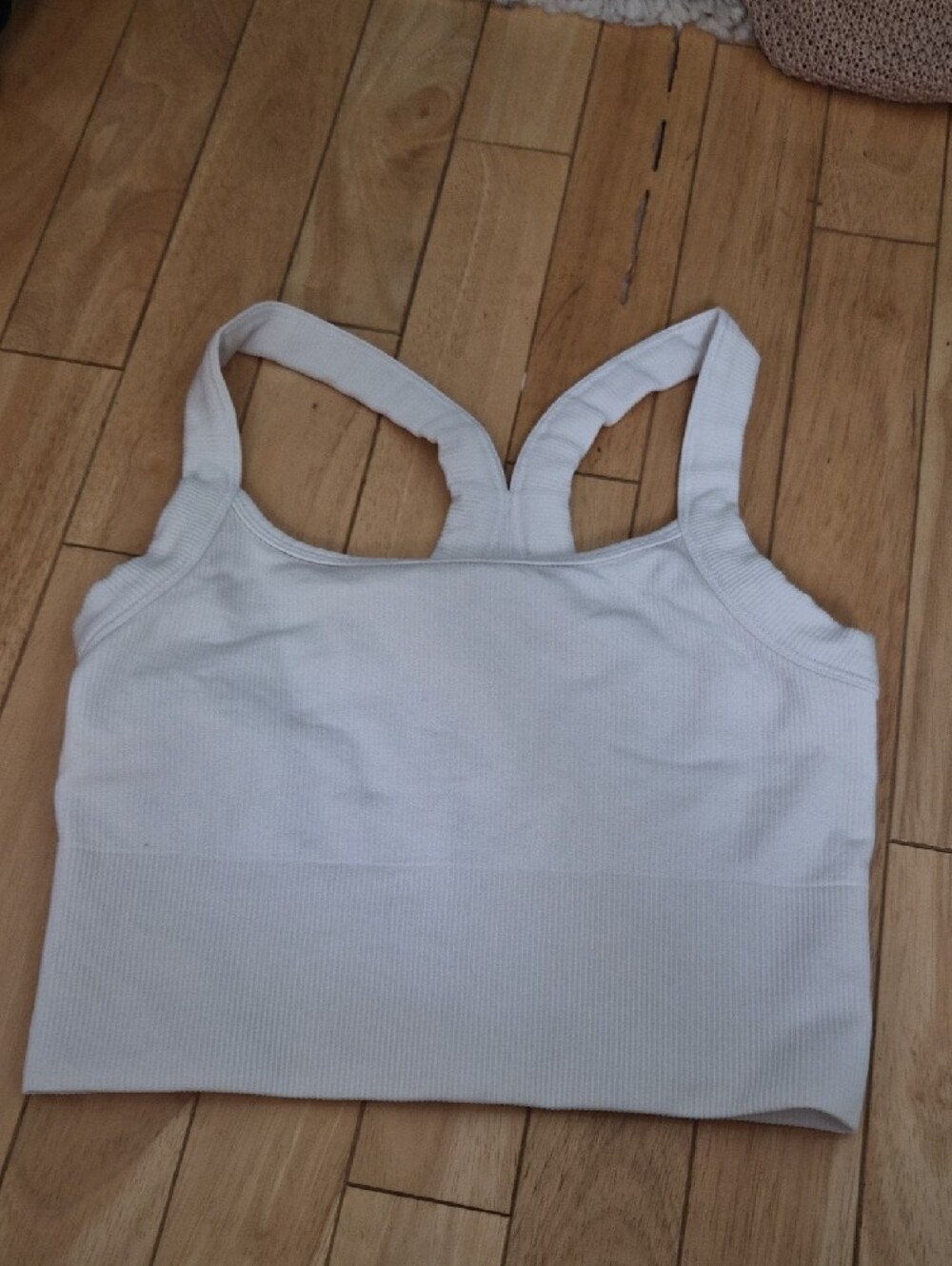 Athleta White Ribbed Tank Top with Racerback - Picture 2 of 3